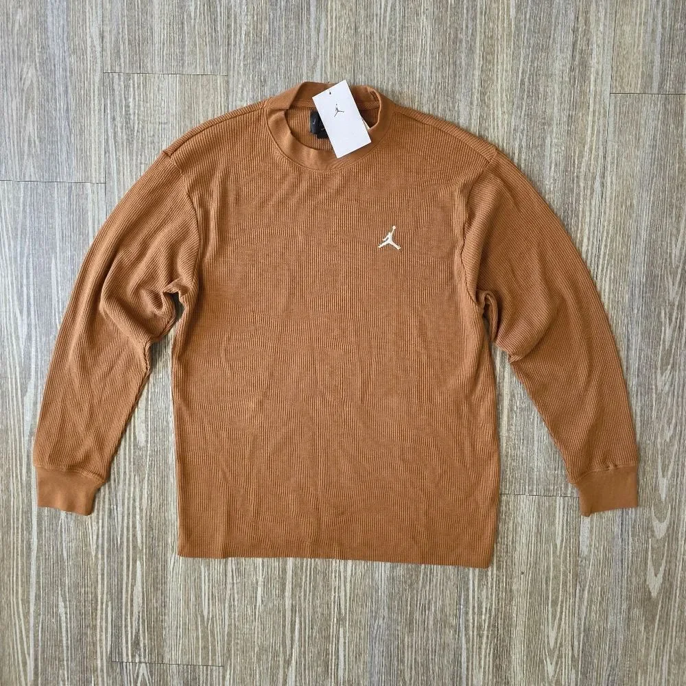 Air Jordan Essentials Thermal Long-Sleeve T-Shirt Brown Tan Men's Small S New LE